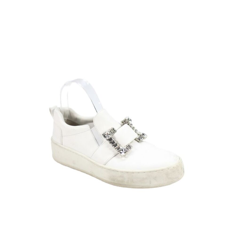 Sergio Rossi Womens Leather Slip On Low Top Sneakers White Size 37 7